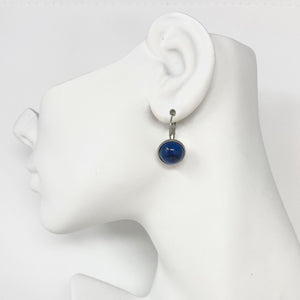 BENTON silver and sapphire blue drop earrings - 