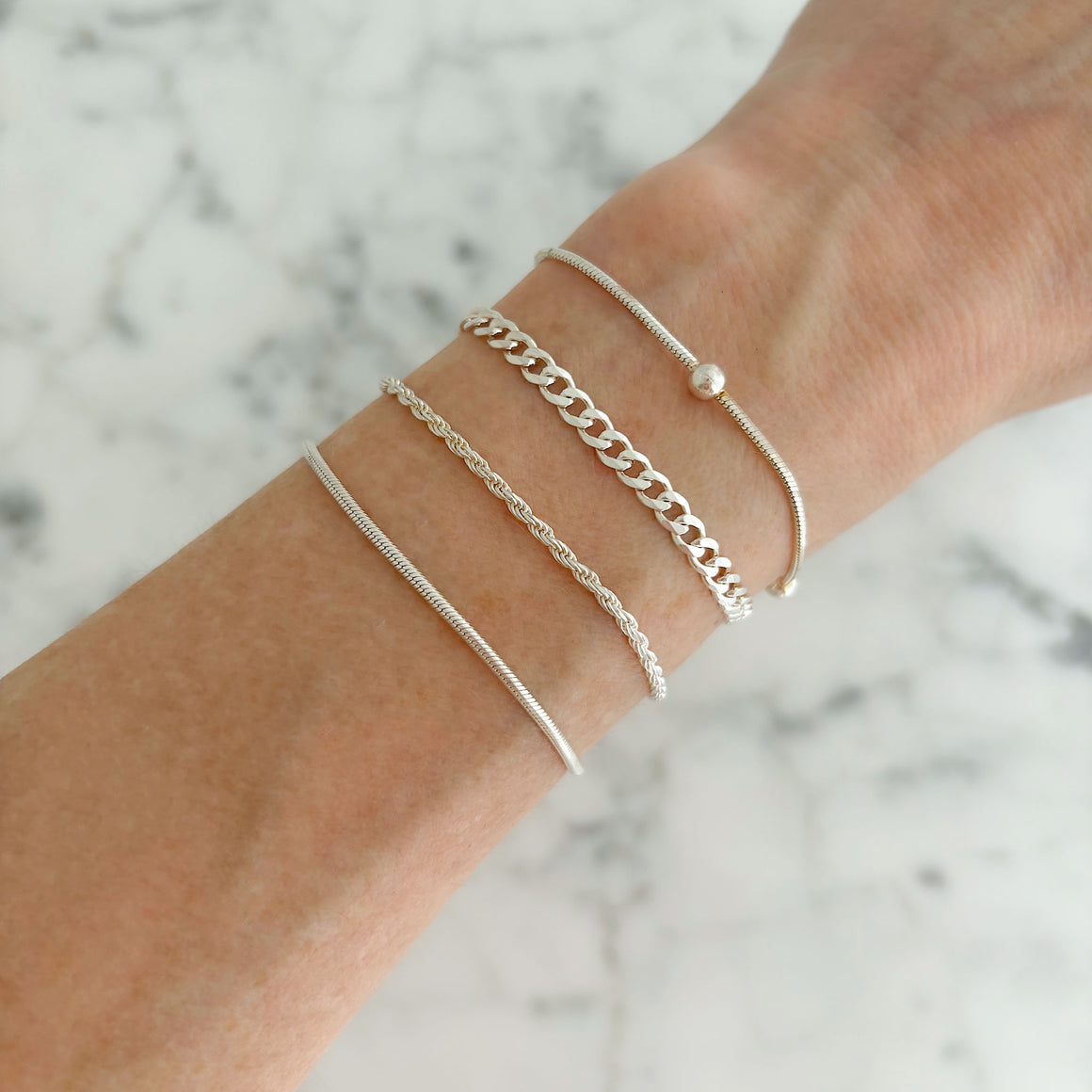 BEVIN sterling silver chain bracelets-GREEN BIJOU