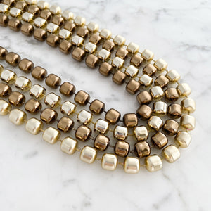 BIANCA gold and taupe statement necklace - 