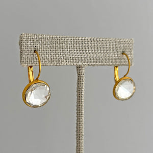BIDWELL gold plated Czech clear crystal drop earrings-GREEN BIJOU