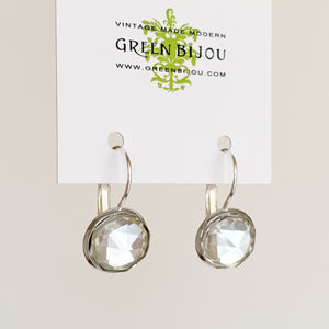 BIDWELL silver plated Czech clear crystal drop earrings - 