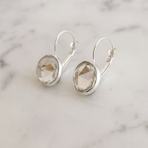 BIDWELL silver plated Czech clear crystal drop earrings - 