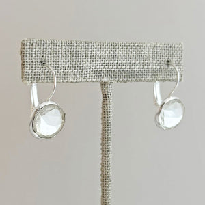 BIDWELL silver plated Czech clear crystal drop earrings-GREEN BIJOU