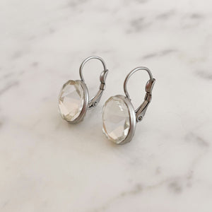 BIDWELL surgical steel Czech clear crystal drop earrings - 