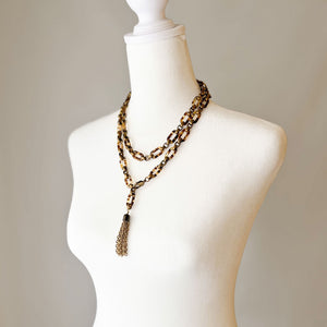 JAYDEN animal print acrylic paper clip chain and brass belt - 