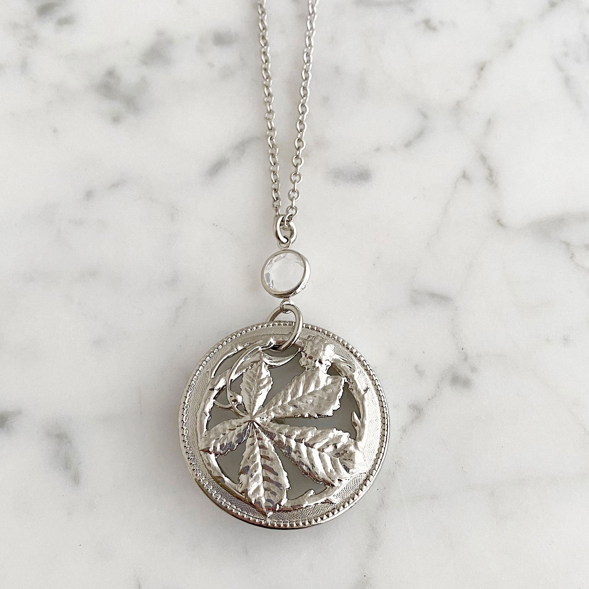 BOUTON silver plated french button necklace-GREEN BIJOU