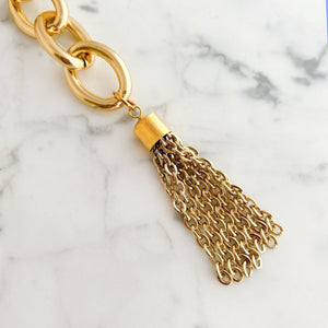 BRAUN Lightweight chunky gold cable chain and tassel belt - 