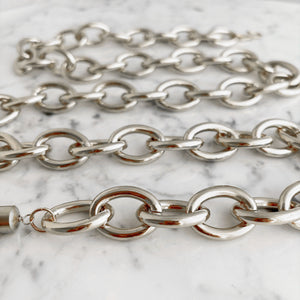 BRAUN lightweight chunky silver cable chain and tassel belt - 