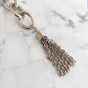 BRAUN lightweight chunky silver cable chain and tassel belt - 