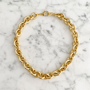 BRAXTON chunky gold necklace-GREEN BIJOU