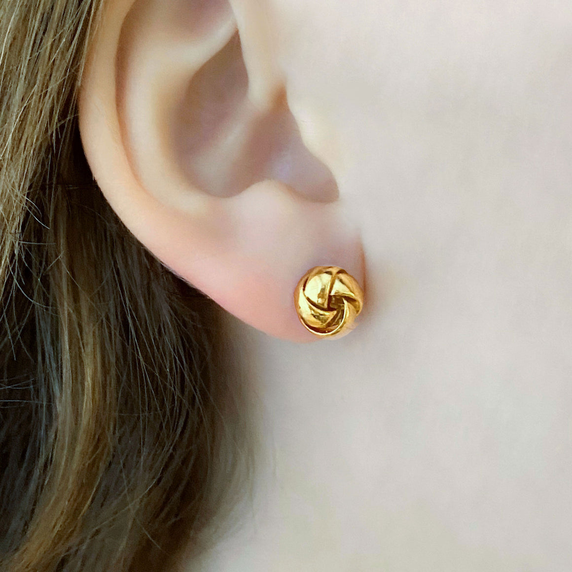 BROOKE gold love knot studs-GREEN BIJOU