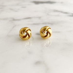 BROOKE gold love knot studs-GREEN BIJOU