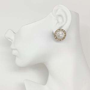 BRYN vintage gold and clear rivoli crystal stud earrings - 