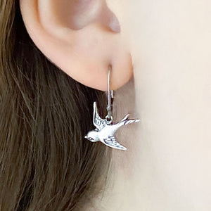 BRYSON oxidized silver birds in flight earrings - 