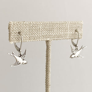 BRYSON oxidized silver birds in flight earrings - 