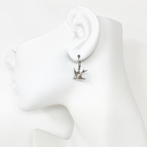 BRYSON oxidized silver birds in flight earrings - 