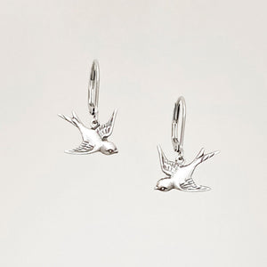 BRYSON oxidized silver birds in flight earrings - 