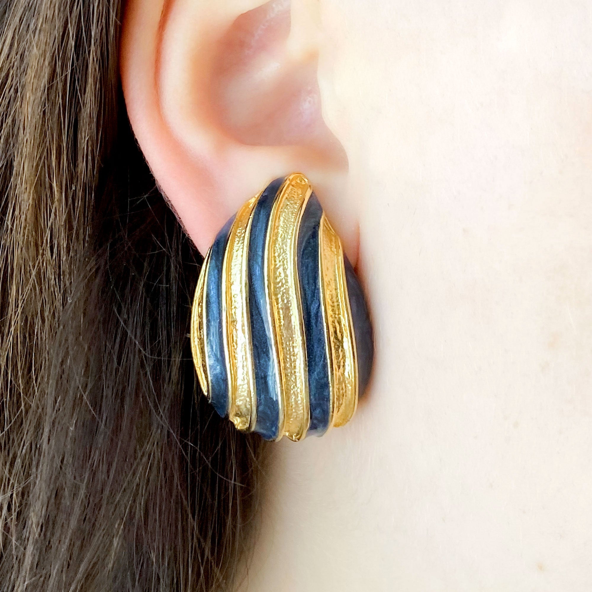 Navy clip on earrings store