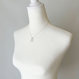 CARRIE sterling silver oval hoop charm pendant necklace - 