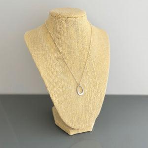 CARRIE sterling silver oval hoop charm pendant necklace - 