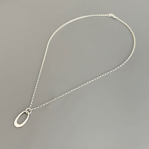 CARRIE sterling silver oval hoop charm pendant necklace - 