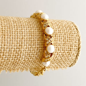 CASSIDY vintage gold tone pearl bracelet - 