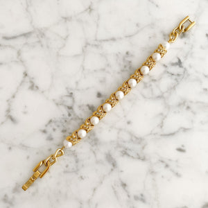 CASSIDY vintage gold tone pearl bracelet - 