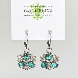 CECILIA vintage Bond Boyd aquamarine crystal dangle earrings - 