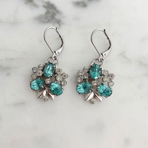 CECILIA vintage Bond Boyd aquamarine crystal dangle earrings - 