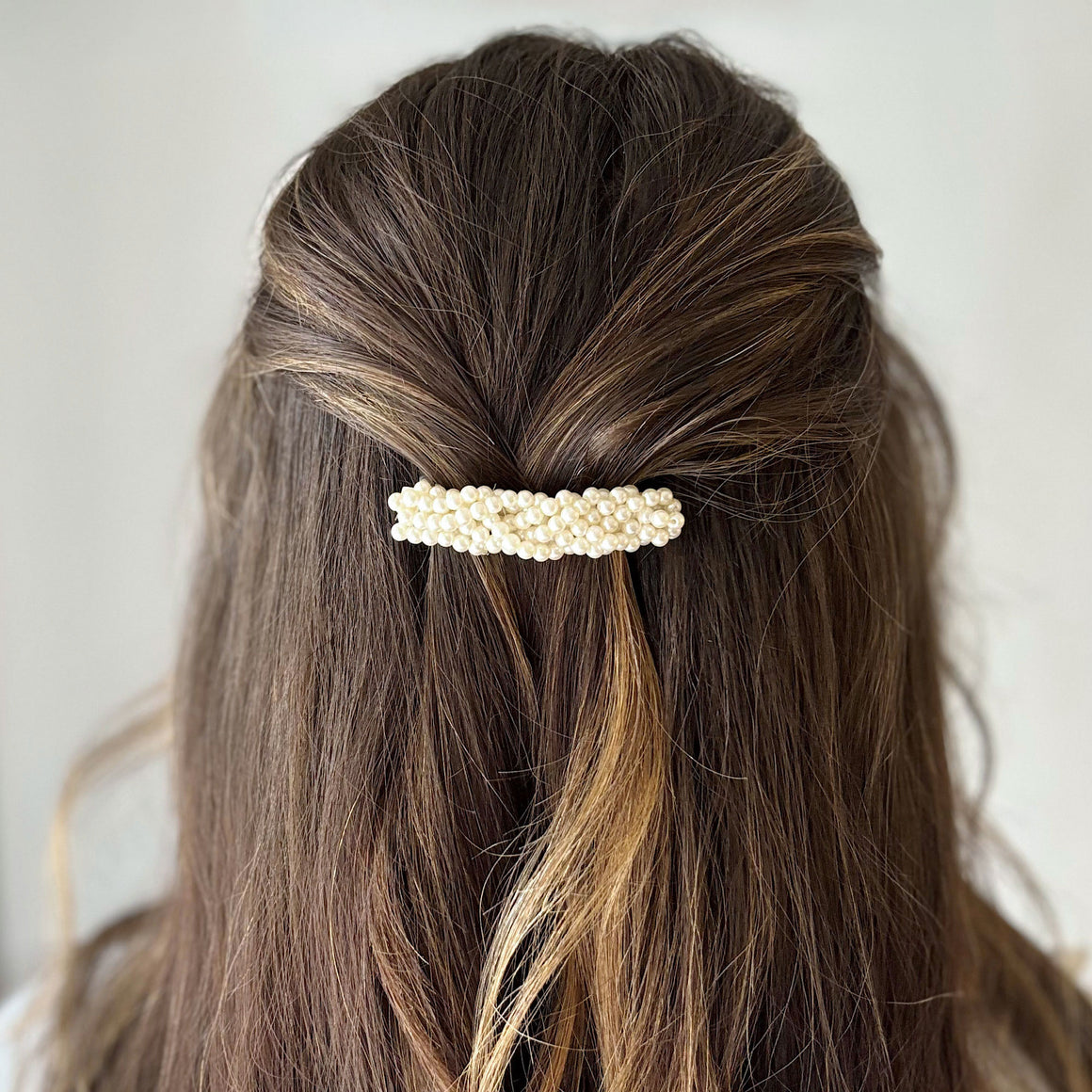 CELSIE vintage braided ivory pearl barrette-GREEN BIJOU