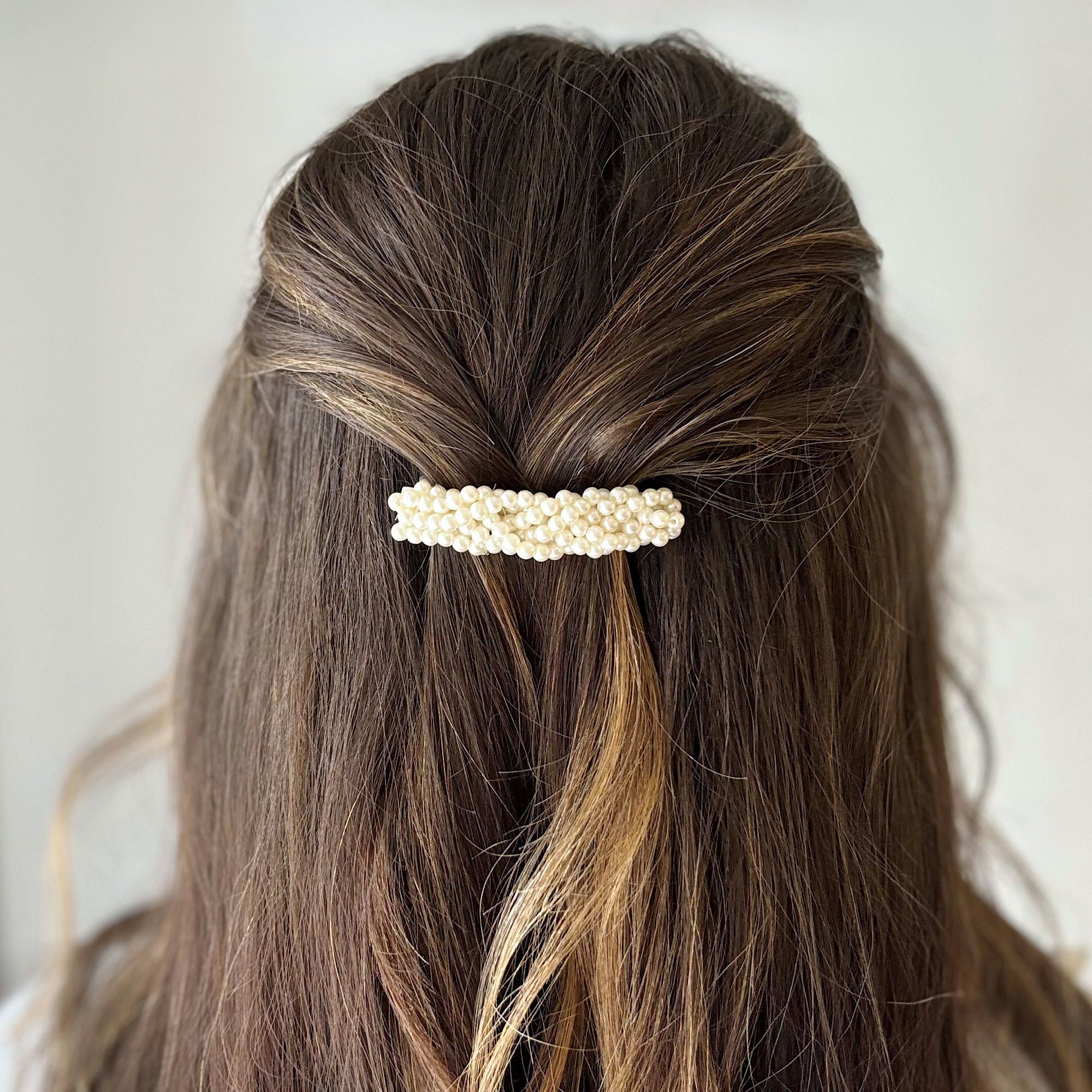 CELSIE vintage braided ivory pearl barrette-GREEN BIJOU