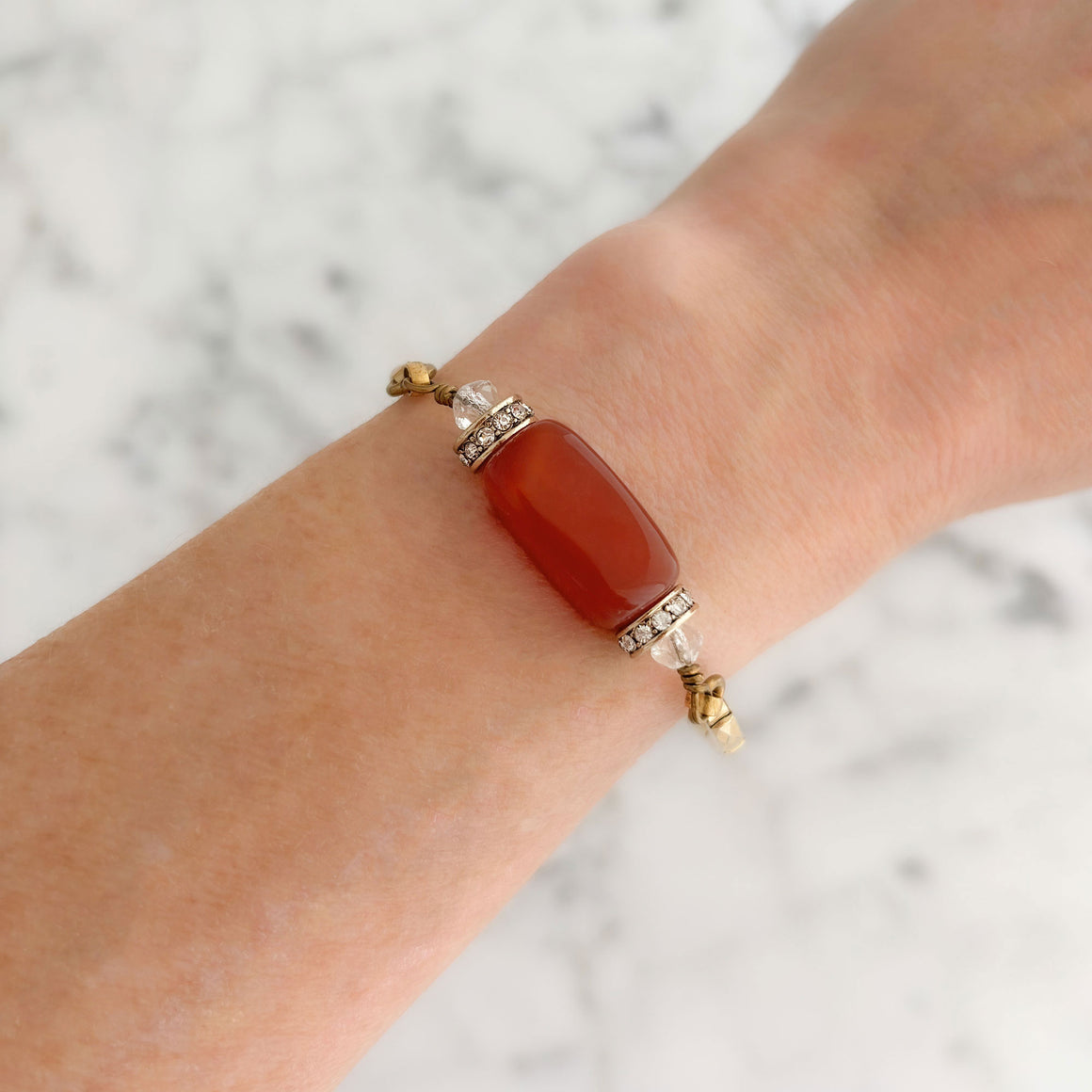 CHATHAM red carnelian gold expansion watch band bracelet-GREEN BIJOU