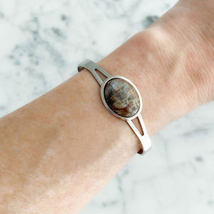 CHESTER silver and jasper cuff bracelet - 