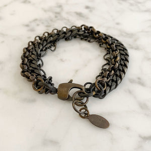 CHEYENNE dark chain multi strand bracelet-GREEN BIJOU