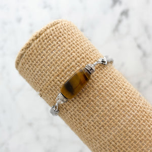 CHLOE vintage silver expansion watch band tiger eye bracelet - 