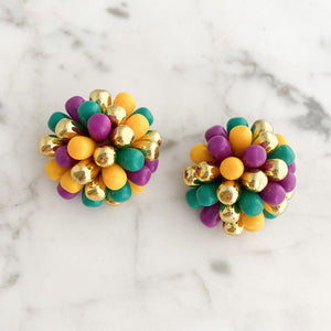 CHRISTINA colourful cluster clip earrings - 