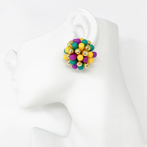CHRISTINA colourful cluster clip earrings - 