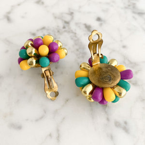 CHRISTINA colourful cluster clip earrings - 