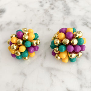 CHRISTINA colourful cluster clip earrings-GREEN BIJOU