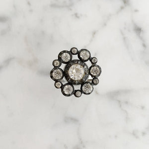 CLAREMONT french rhinestone button cocktail ring - 