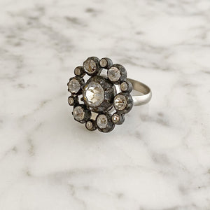 CLAREMONT french rhinestone button cocktail ring - 