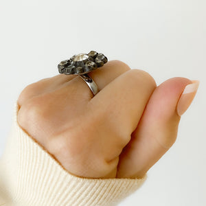 CLAREMONT french rhinestone button cocktail ring - 