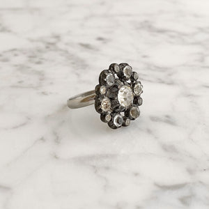 CLAREMONT french rhinestone button cocktail ring - 