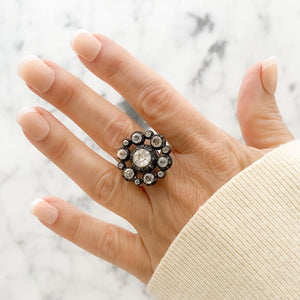 CLAREMONT french rhinestone button cocktail ring - 