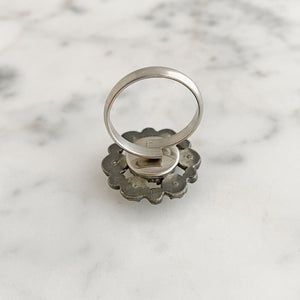 CLAREMONT french rhinestone button cocktail ring - 