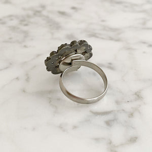 CLAREMONT french rhinestone button cocktail ring - 
