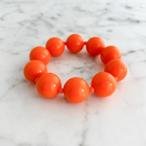 CLARENCE vintage 1970s chunky orange beaded stretch bracelet-GREEN BIJOU