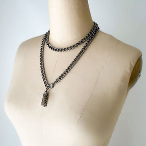 CLARISSA gun metal lightweight chain belt - 