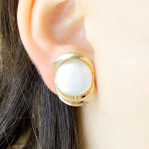 CLAYTON gold and pearl cab clip earrings - 