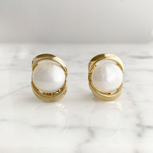 CLAYTON gold and pearl cab clip earrings - 